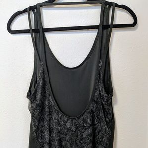 Dark Green Flowy Lululemon Tank With Leaf Detail